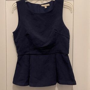Banana Republic Navy Textured Peplum Shell Top